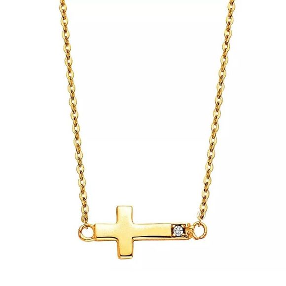 14K Solid Gold Cross Necklace Fine Jewelry New - Picture 1 of 1